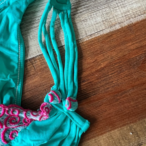 Rare Beach Bunny teal bikini push up top, scrunch bottom - Picture 6 of 6